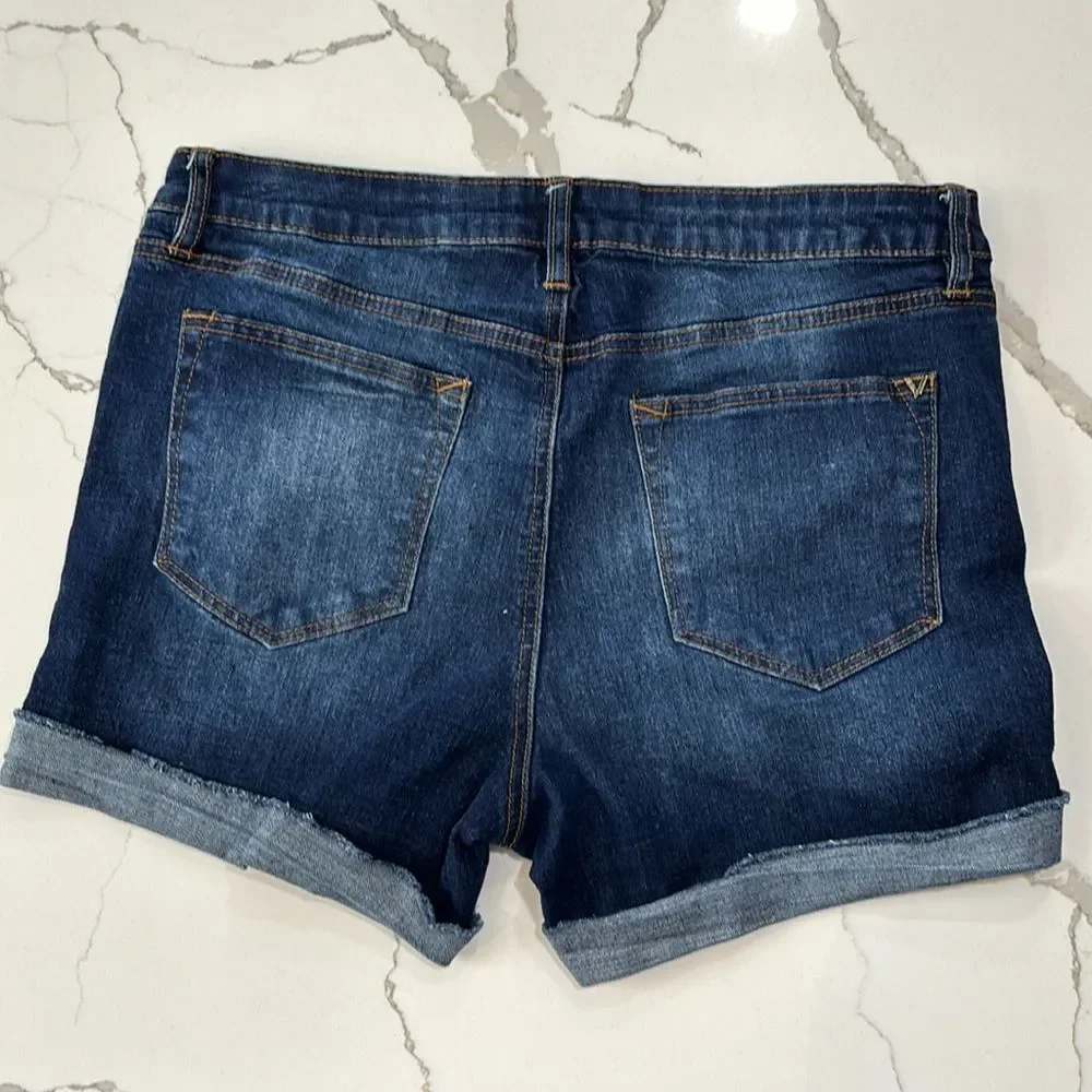 Vigoss | Marley Short Juniors Blue Denim Cuffed Jeans Shorts Size 11 Women's
